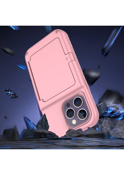 iPhone 15 Pro Max Kılıf Pc+Tpu Gizli Kart Yuvalı/aynalı Telefon Kılıfı-Gül Altın (Yurt Dışından) modelleri