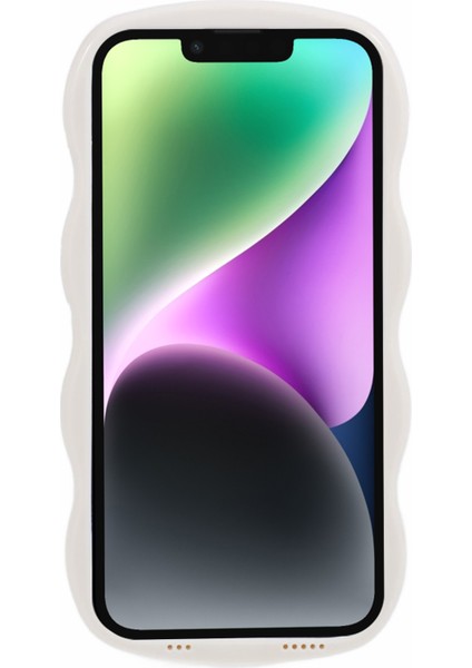iPhone 14 Için Kılıf Kaymaz Tutuş Dalga Kıvırcık Çerçeve Şekli Tpu+Pc Telefon Kapağı-Beyaz (Yurt Dışından) fiyatları