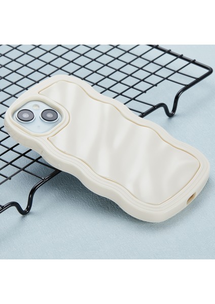 iPhone 14 Için Kılıf Kaymaz Tutuş Dalga Kıvırcık Çerçeve Şekli Tpu+Pc Telefon Kapağı-Beyaz (Yurt Dışından) modelleri