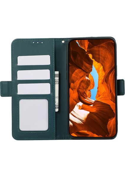 iPhone 13 Pro Için Cüzdan Kılıf Rfıd Engelleme Düşmeye Dayanıklı Akıllı Telefon Kapağı-Yeşil (Yurt Dışından)
