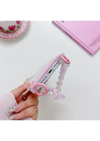 iPhone 14 Pro Için Kapak Tpu+Akrilik Düşme Önleyici Gradyan El Zincirli Cep Telefonu Kılıfı-Sarı+Pembe (Yurt Dışından) modelleri