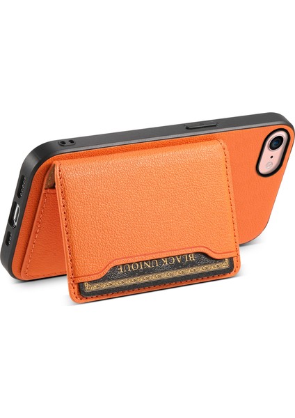 iPhone 7/8 Kılıf Pu Deri Kart Yuvaları Kickstand Koruyucu Kapak-Turuncu (Yurt Dışından) modelleri