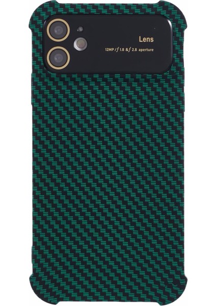 iPhone 11 Kılıfı Için Tpu+Silikon Karbon Fiber Dokulu Su Transfer Baskı Telefon Kapağı-Yeşil (Yurt Dışından)