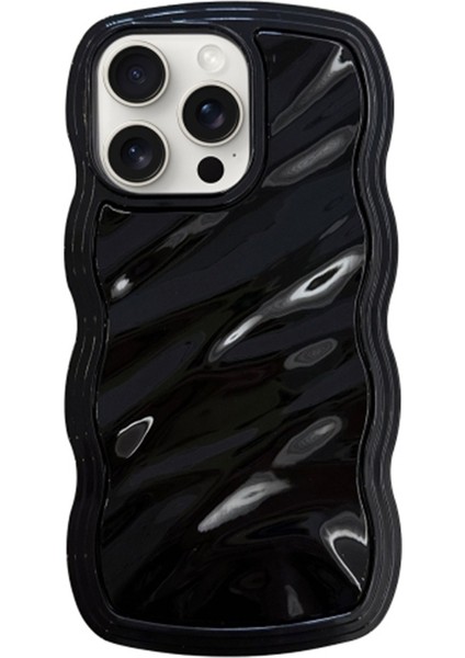 iPhone 15 Pro Kılıf Su Dalgalanma Tpu Çizilmez Telefon Kapağı-Siyah (Yurt Dışından)