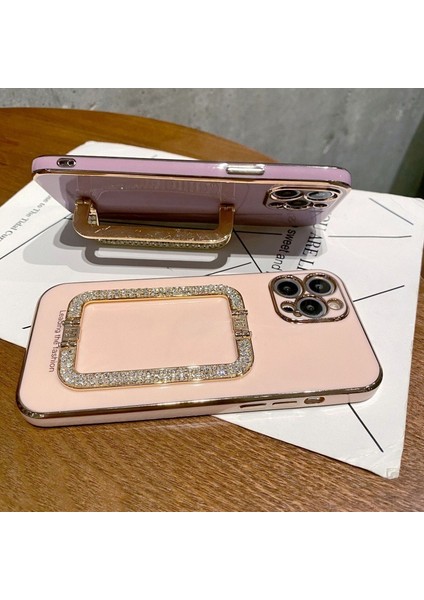 iPhone 13 Pro Için 6.1 Inç Kılıf Taşlı Çubuğu Anti-Damla Tpu Telefon Arka Kapak-Pembe (Yurt Dışından)