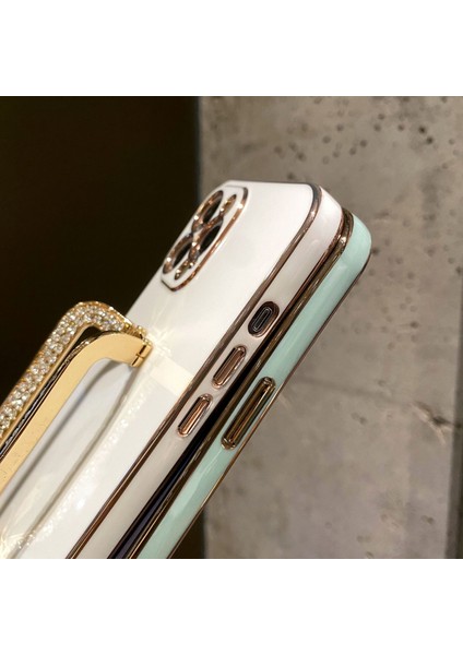 iPhone 13 Pro Için 6.1 Inç Kılıf Taşlı Çubuğu Anti-Damla Tpu Telefon Arka Kapak-Pembe (Yurt Dışından)