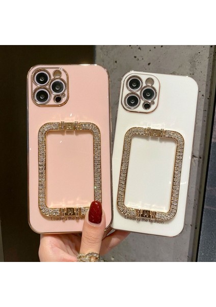 iPhone 13 Pro Için 6.1 Inç Kılıf Taşlı Çubuğu Anti-Damla Tpu Telefon Arka Kapak-Pembe (Yurt Dışından)