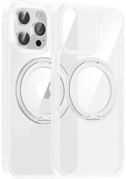 iPhone 14 Pro Max Için Kılıf Pc+Tpu Dönebilen Kickstand Telefon Kılıfı Magsafe-Beyaz ile Uyumlu (Yurt Dışından)