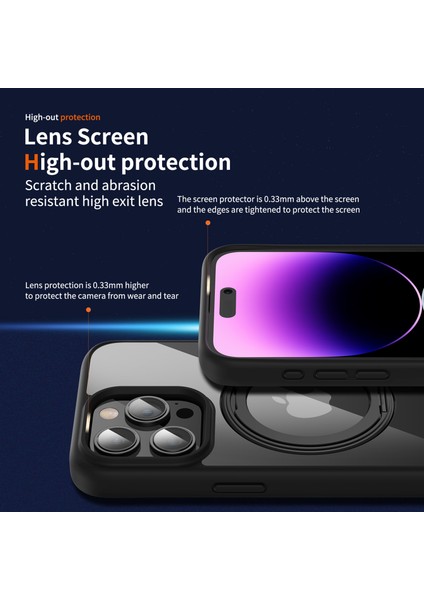 iPhone 14 Pro Max Için Kılıf Pc+Tpu Dönebilen Kickstand Telefon Kılıfı Magsafe-Beyaz ile Uyumlu (Yurt Dışından)