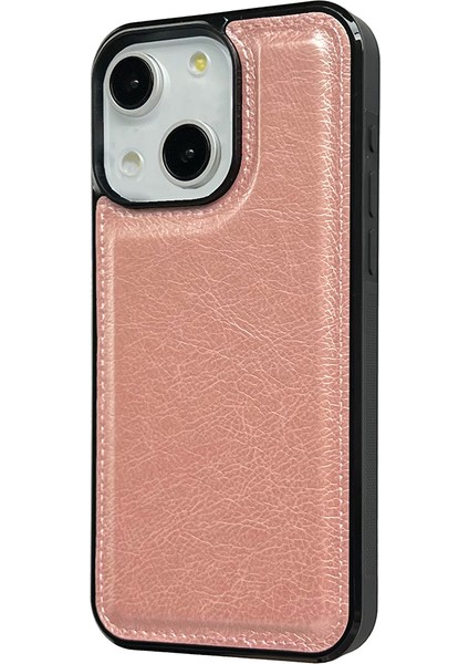 iPhone 13 Için Arka Kılıf Darbeye Dayanıklı Pu Deri Kaplamalı Tpu Buzağı Dokulu Telefon Kapağı-Gül Altın (Yurt Dışından)