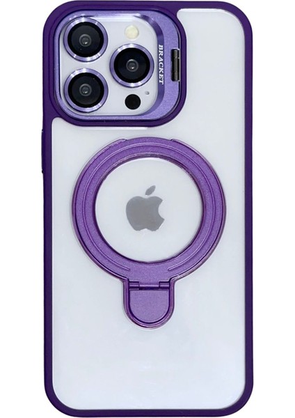 iPhone 13 Pro Için Manyetik Telefon Kılıfı Akrilik+Tpu 2 Destekli Kapak-Koyu Mor (Yurt Dışından)