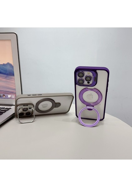 iPhone 13 Pro Için Manyetik Telefon Kılıfı Akrilik+Tpu 2 Destekli Kapak-Koyu Mor (Yurt Dışından)