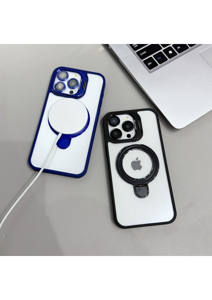 iPhone 13 Pro Için Manyetik Telefon Kılıfı Akrilik+Tpu 2 Destekli Kapak-Siyah (Yurt Dışından)