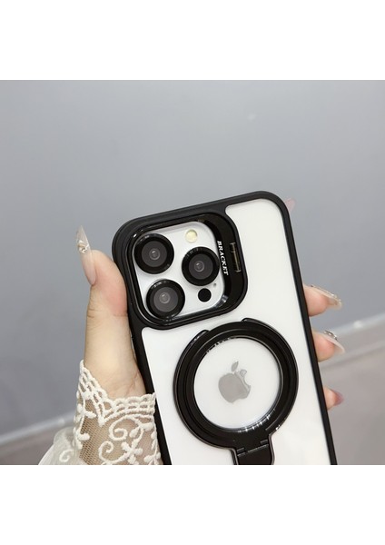 iPhone 13 Pro Için Manyetik Telefon Kılıfı Akrilik+Tpu 2 Destekli Kapak-Siyah (Yurt Dışından)