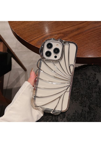 iPhone 13 Pro Kılıf Deniz Kabuğu Şeffaf Tpu Galvanik Yaz Telefon Kapağı-Gümüş (Yurt Dışından)