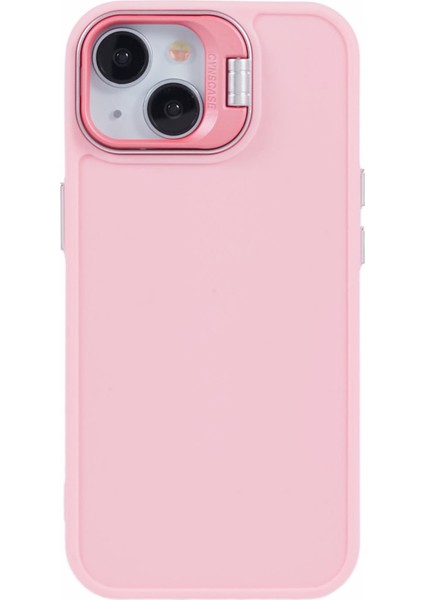 iPhone 15 Plus Kılıf Lensli Koruyucu Silikon Telefon Kılıfı Çubuğu-Pembe (Yurt Dışından)
