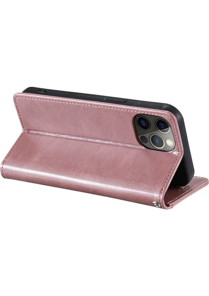 iPhone 11 Pro Için Kılıf Pu Deri+Tpu 6 Kart Yuvalı Standlı Telefon Kapağı-Gül Altın (Yurt Dışından)