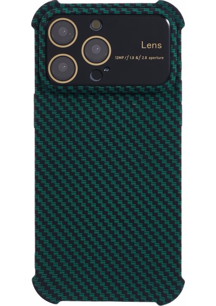 iPhone 15 Pro Karbon Fiber Dokulu Telefon Kılıfı Tpu+Silikon Kapak-Yeşil (Yurt Dışından)