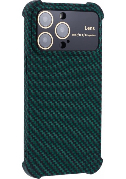 iPhone 15 Pro Karbon Fiber Dokulu Telefon Kılıfı Tpu+Silikon Kapak-Yeşil (Yurt Dışından)