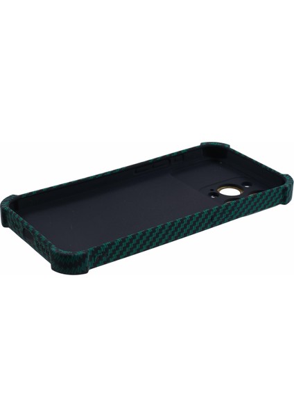 iPhone 15 Pro Karbon Fiber Dokulu Telefon Kılıfı Tpu+Silikon Kapak-Yeşil (Yurt Dışından)