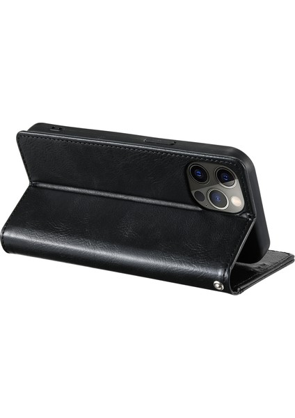 iPhone 11 Pro Kılıf Pu Deri+Tpu 6 Kart Yuvalı Standlı Telefon Kılıfı-Siyah (Yurt Dışından)
