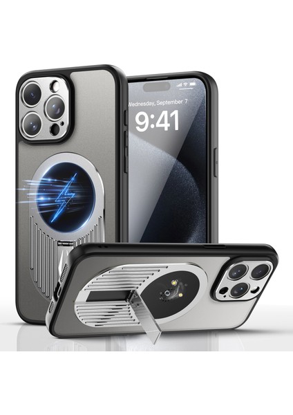 iPhone 13 Pro Max Için Kılıf Grafen Isı Dağılımı Kickstand Telefon Kılıfı Aromaterapi Tabletli-Gümüş (Yurt Dışından)