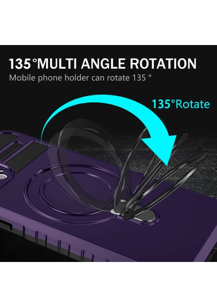 iPhone 12 Pro Max Için Manyetik Destekli Kılıf Pc+Tpu Telefon Kapağı-Mor (Yurt Dışından)