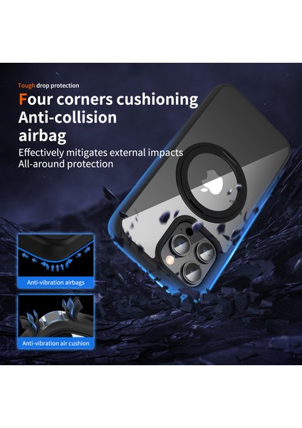 iPhone 13 Pro Max Telefon Kılıfları Için Pc+Tpu Kickstand Arka Kapak Magsafe ile Uyumlu-Koyu Mavi (Yurt Dışından)