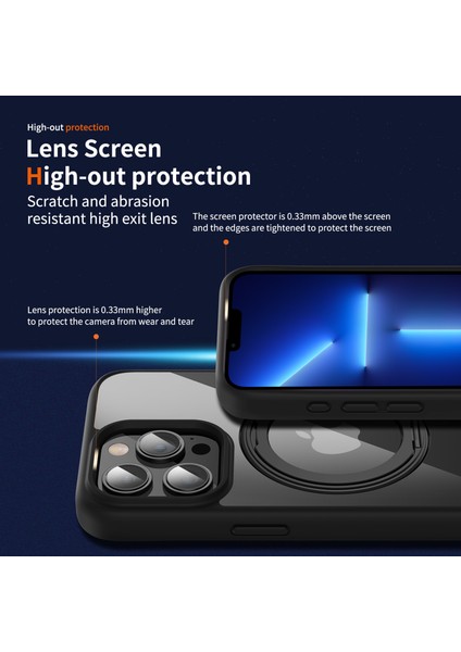 iPhone 13 Pro Max Telefon Kılıfları Için Pc+Tpu Kickstand Arka Kapak Magsafe ile Uyumlu-Koyu Mavi (Yurt Dışından)