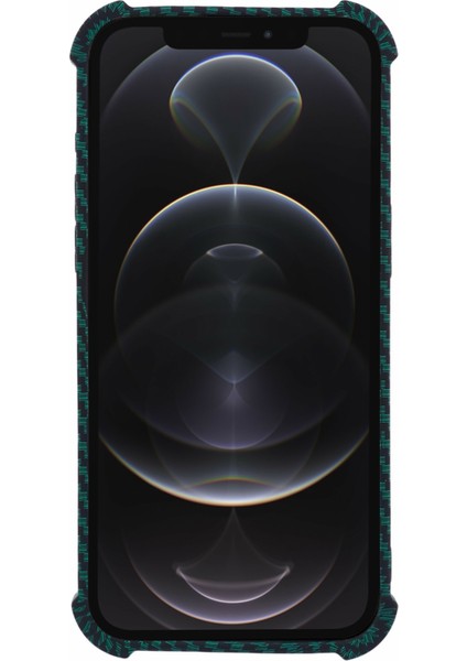 iPhone 12 Pro 6.1 Inç Kapak Tpu+Silikon Karbon Fiber Doku Çizilmez Telefon Kılıfı-Yeşil (Yurt Dışından)