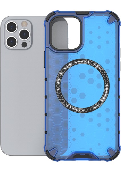 iPhone 12 Pro Max Için Manyetik Kılıf 4 Köşe Darbeye Dayanıklı Hava Yastığı Petek Tpu+Pc Kapak-Mavi (Yurt Dışından) fırsatları
