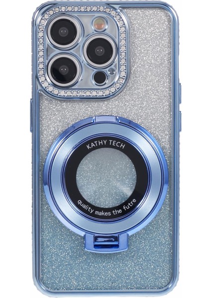 iPhone 12 Pro Max Için Tpu Kılıf Gradyan Çubuğu Kapağı, Yapay Elmas Lens Çerçevesi-Mavi (Yurt Dışından)