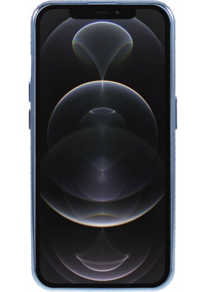 iPhone 12 Pro Max Için Tpu Kılıf Gradyan Çubuğu Kapağı, Yapay Elmas Lens Çerçevesi-Mavi (Yurt Dışından)