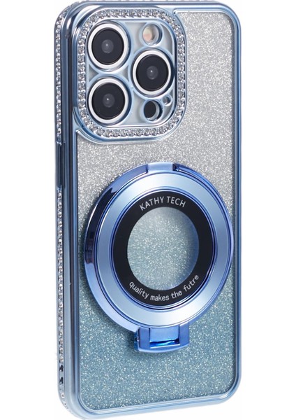iPhone 12 Pro Max Için Tpu Kılıf Gradyan Çubuğu Kapağı, Yapay Elmas Lens Çerçevesi-Mavi (Yurt Dışından)