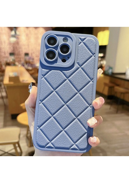 iPhone 13 Pro Kılıf Eşkenar Dörtgen Desenli Tpu Düşmeye Karşı Koruyucu Telefon Kapağı-Mavi (Yurt Dışından)