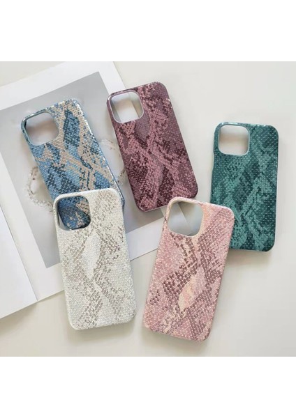 iPhone 14 Pro Için Kılıf Lake Yılan Dokulu Pu Deri+Pc Darbeye Dayanıklı Telefon Kapağı-Gök Mavisi (Yurt Dışından) modelleri