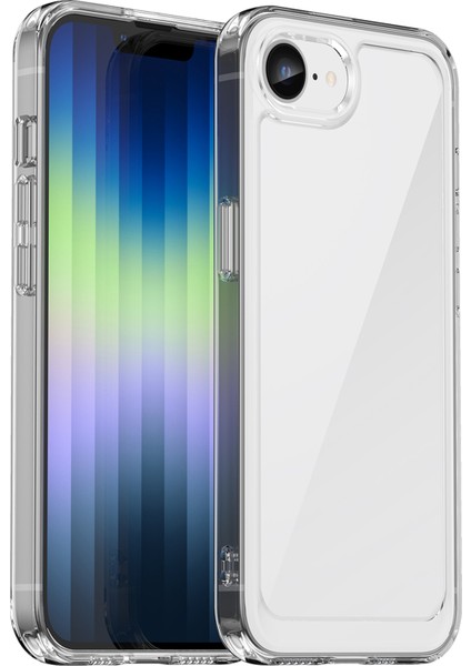 iPhone SE(2024) Şeffaf Arka Kılıf Renkli Çerçeve Tpu+Akrilik Telefon Kapağı-Şeffaf (Yurt Dışından)