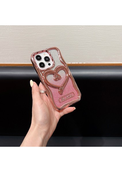 iPhone 12 Pro Max Için 6.7 Inç Tpu Kılıf Elektroliz Kaplama Şeffaf Telefon Kickstand Kapağı, Parıltılı Kağıt-Pembe (Yurt Dışından)