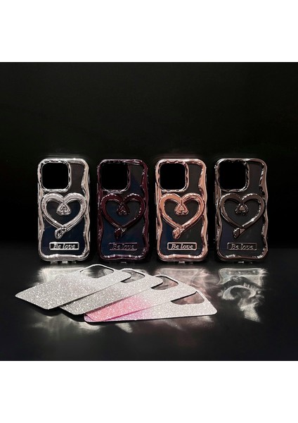 iPhone 12 Pro Max Için 6.7 Inç Tpu Kılıf Elektroliz Kaplama Şeffaf Telefon Kickstand Kapağı, Parıltılı Kağıt-Pembe (Yurt Dışından)