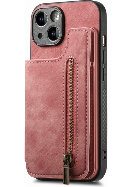 iPhone 15 Plus Kılıf Pu+Tpu Telefon Koruyucu Kabuk Retro Kickstand Cüzdan Kapağı-Pembe (Yurt Dışından) indirimleri