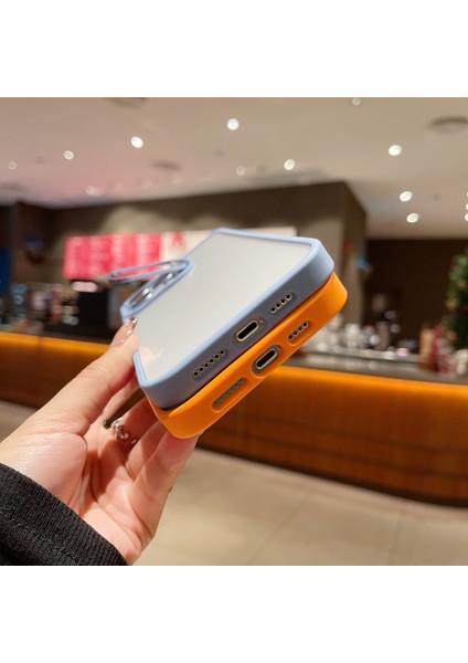 U1 iPhone 14 Pro Kılıf Tpu + Akrilik Lens Çerçevesi Kickstand Telefon Kapağı Cam Lensli Film-Mavi (Yurt Dışından)
