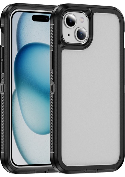 iPhone 15 Plus/14 Plus Kılıf Tpu+Pc Telefon Kılıfı Kaymaz Yan Kenar-Siyah+Şeffaf (Yurt Dışından)