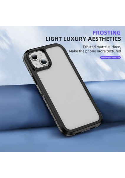 iPhone 15 Plus/14 Plus Kılıf Tpu+Pc Telefon Kılıfı Kaymaz Yan Kenar-Siyah+Şeffaf (Yurt Dışından)