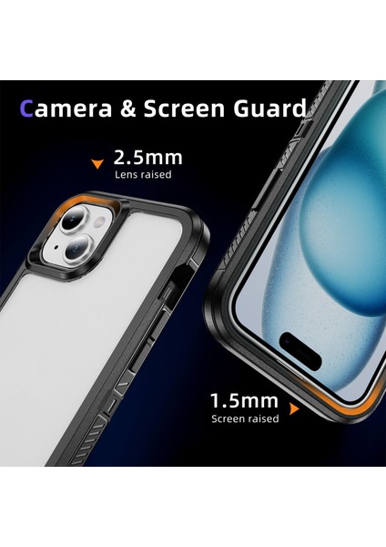 iPhone 15 Plus/14 Plus Kılıf Tpu+Pc Telefon Kılıfı Kaymaz Yan Kenar-Siyah+Şeffaf (Yurt Dışından)