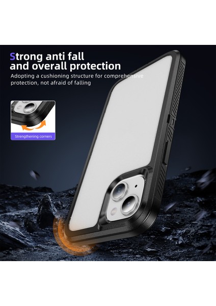 iPhone 15 Plus/14 Plus Kılıf Tpu+Pc Telefon Kılıfı Kaymaz Yan Kenar-Siyah+Şeffaf (Yurt Dışından)