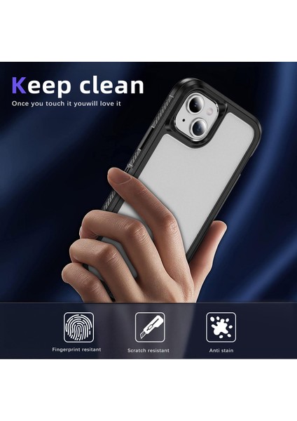 iPhone 15 Plus/14 Plus Kılıf Tpu+Pc Telefon Kılıfı Kaymaz Yan Kenar-Siyah+Şeffaf (Yurt Dışından)