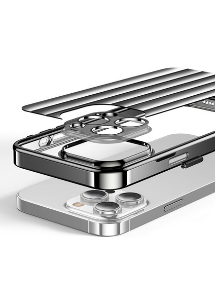 iPhone 13 Pro Cep Telefonu Kılıfları Için Elektro Kaplama Pc+Tpu Lens Filmi-Gümüş ile Arka Kapak (Yurt Dışından)