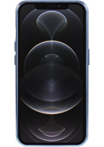 iPhone 12 Pro Için Kılıf Rhinestones Dekor Yüzük Kickstand Tpu Telefon Kapağı-Mavi (Yurt Dışından)