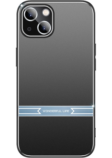 iPhone 14 Için Mat Kılıf Metal+Pc+Tpu Darbeye Dayanıklı Cep Telefonu Kapağı-Siyah+Mavi (Yurt Dışından)