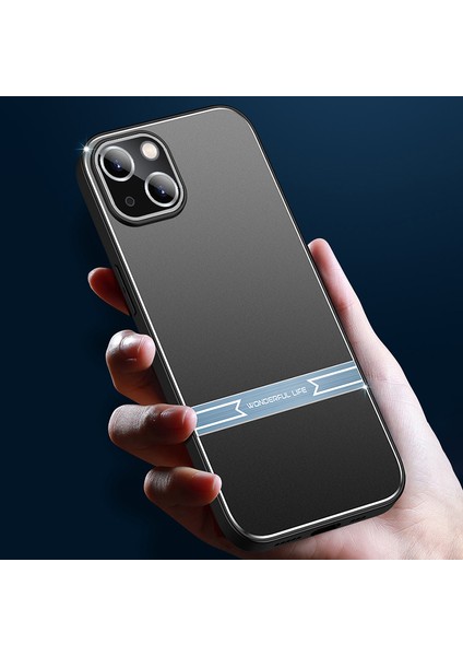 iPhone 14 Için Mat Kılıf Metal+Pc+Tpu Darbeye Dayanıklı Cep Telefonu Kapağı-Siyah+Mavi (Yurt Dışından) indirimleri